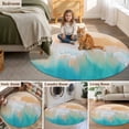 thumbnail image 5 of Orange Aqua Coastal Round Area Rug 3.3 FT, Non Slip Small Entryway Kitchen Mat, Summer Beach Seaside Nautical Washable Soft Circular Rug Non-Shedding Door Mat for Bathroom Playroom Kids Room, 5 of 9