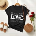 thumbnail image 7 of Womens Valentines Short Sleeve Tshirt Cute Crew Neck Graphic Tees Love Heart Casual Romantic Valentine Tee Tops, 2XL Black, 7 of 7