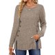 thumbnail image 1 of Blusa Mangas Largas Camisa Top Mujer Básico Ajuste Holgado Cuello Redondo Traje Diario Simple Kuymtek Caqui T XXL para Mujer, 1 of 6