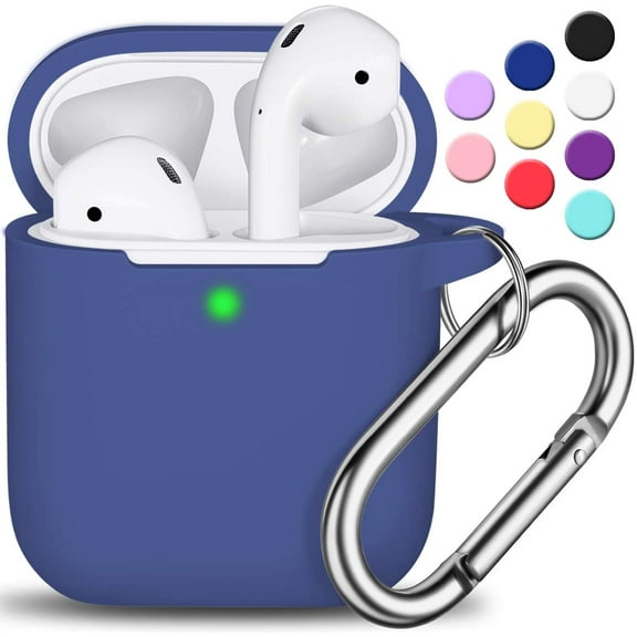 AirPods 2nd Generation Case Cover, Soft Silicone Protective Cover with Keychain for Women Men Compatible with Apple AirPods 2nd 1st Generation Charging Case, Front LED Visible-Royal Blue
