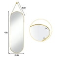 thumbnail image 4 of BEAUTYPEAK 48" x 16" Full Length Mirror Oval Hanging Wall Mirror with Leather Strap,Gold, 4 of 15