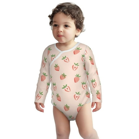 

Fotbe Strawberries Pattern Unisex-baby Long-sleeve Bodysuit Long Sleeve Bodysuits One-piece 100% Organic Cotton for Infant Baby Boys Unisex-3 Months
