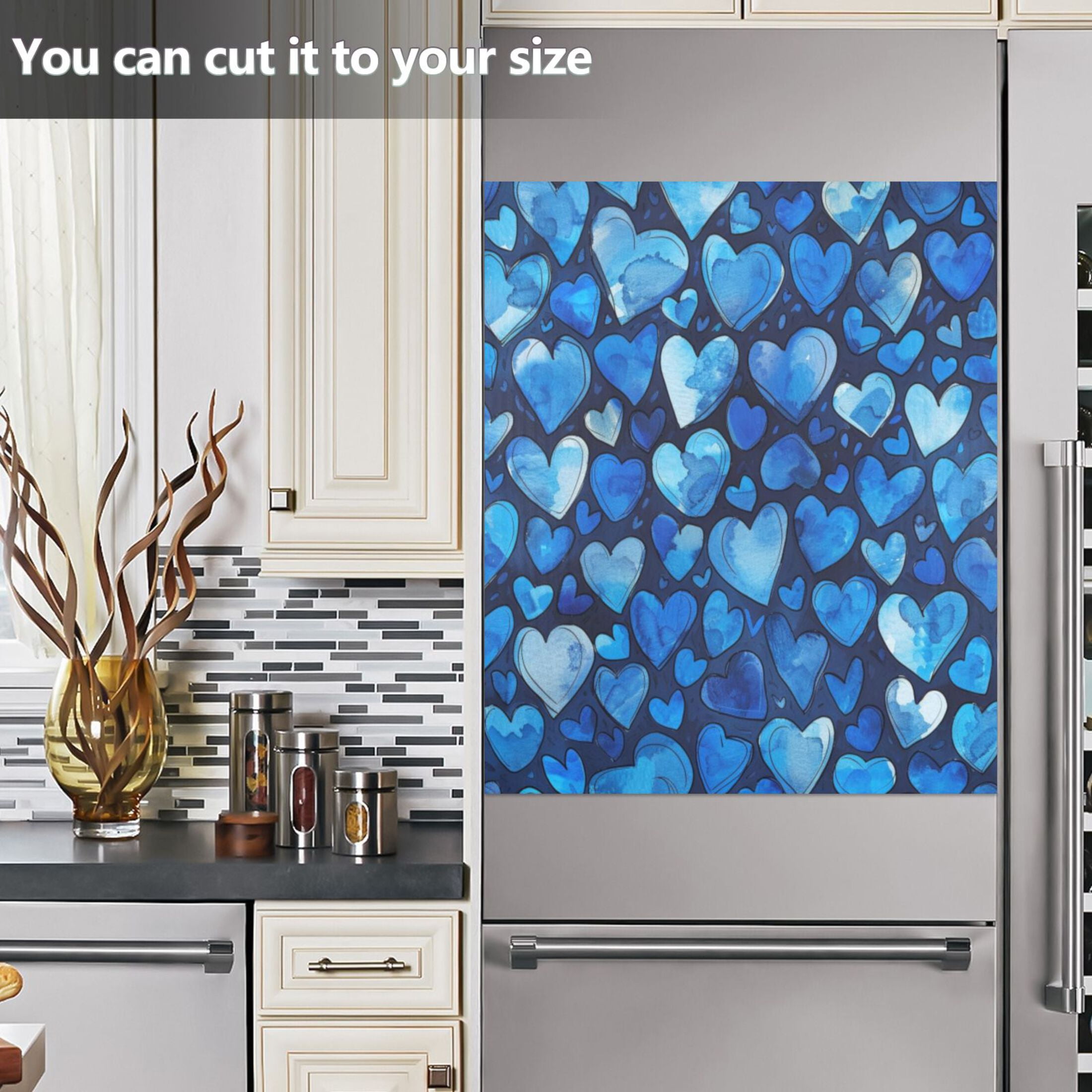 Dishwasher Magnetic Sticker 23x26 Inch Refrigerator Magnetic Sticker Washing Machine Magnetic Sticker Kitchen Panel Magnetic Sticker Home Decor Blue Cartoon Heart