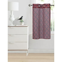 LUSCH DÉCOR 1PC S38 PANEL CURTAIN SEMI SHEER TRELLIS GEOMETRIC GROMMET PANEL RED /BLACK SEE THRU WINDOW PANEL KITCHEN, BATHROOM, RESTAURANT SIZE 30" WIDE X 36" LENGTH