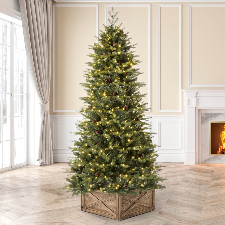Glitzhome 7.5ft/9ft/11ft Pre-Lit Green Full Fir Artificial Christmas Tree With 1800/2450/3200 LEDs Simple Setup - On Sale - - 42995246