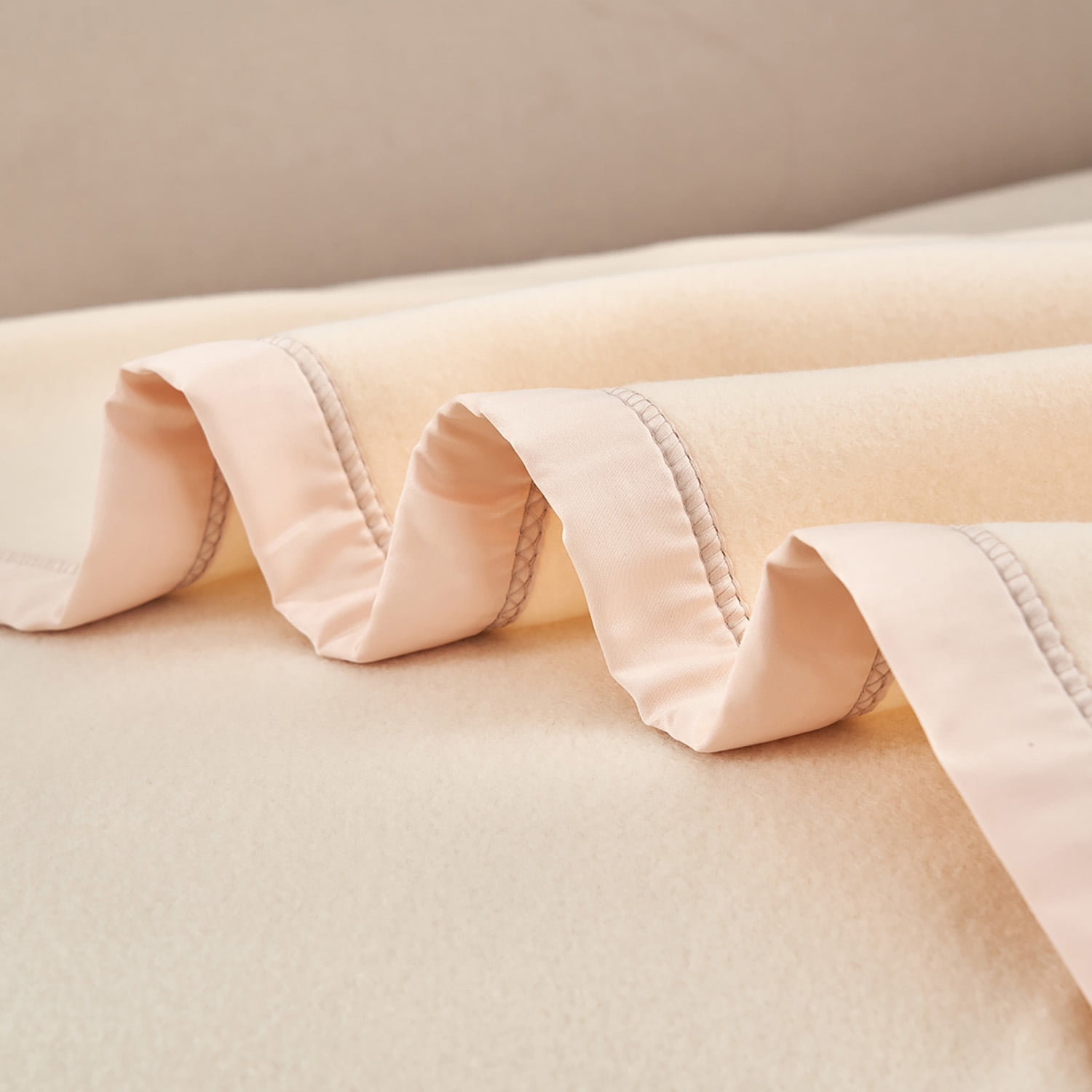 JML Contemporary Almond Cream Beige Satin, Fleece Reversible Bed Blanket King