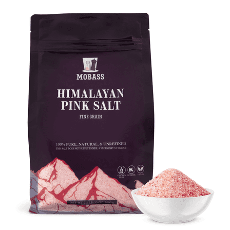 Mobass Himalayan Pink Salt, Fine Grain Resealable Pouch, 2.2 lbs (1000 G/35.2 oz)