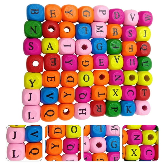 LEORX 200Pack Initial Letter Cube Beads Square Shape for Handicraft Enthusiasts