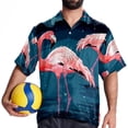 thumbnail image 4 of Flamingo Tropical Rainforest Men's Short Sleeve Button Down Beach Shirts, Casual Printed Summer Unisex Tops, 4 of 6