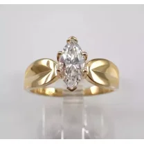 3Ct Marquise Cut Lab Created Diamond Women's Solitaire Engagement Ring in 14K Yellow Gold Plated