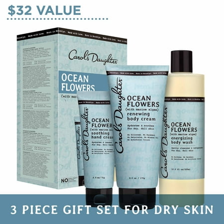Carol's Daughter Bath and Body Gift Set, Ocean Flowers for Dry Skin, Includes: Hand Cream, Body Wash, and Body Lotion