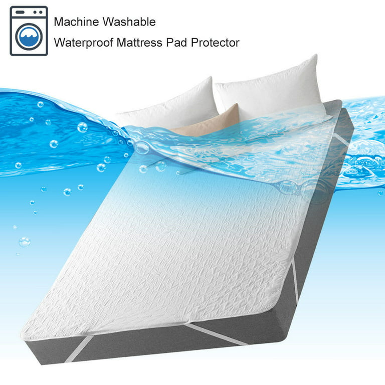 SHANNA Waterproof Mattress Pad, 100% Breathable & Machine Washable Mattress  Pad Cover Quilted Fitted Sheet, Twin Size-39*75in 