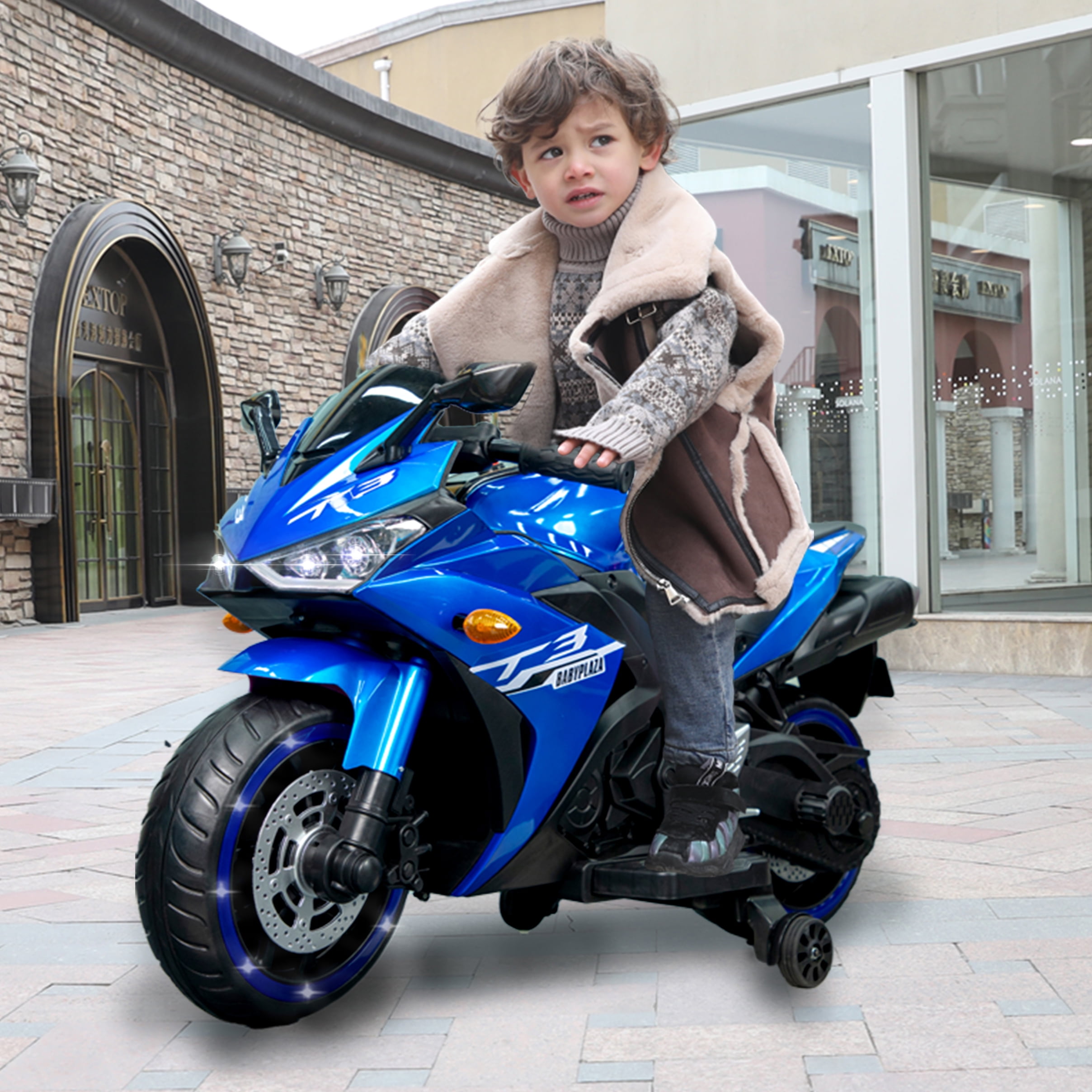 Kids Electric Motorcycle with Training Wheels, 12V Battery Powered, for Ages 3-6