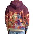 thumbnail image 4 of Mens Christmas Hoodies Waffle Knit Quarter Zip Hooded Sweatshirt with Front Pocket for Holiday Casual Wear Wine L, 4 of 4