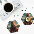 thumbnail image 5 of Pofeuu Meditating Golden Retriever Print Leather Coasters Set of 6, Round Cups Mugs Mat Pad for Home Kitchen Heat Resistant Drink Coasters,Hexagon, 5 of 7