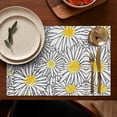 thumbnail image 5 of White Daisy Flower Black Lines Pattern Summer Placemats Table Placemats Set Of 4-Linen Kitchen Washable Placemats Table Mats 11.8"x17.7" Non-Slip Heat Resistant, 5 of 6