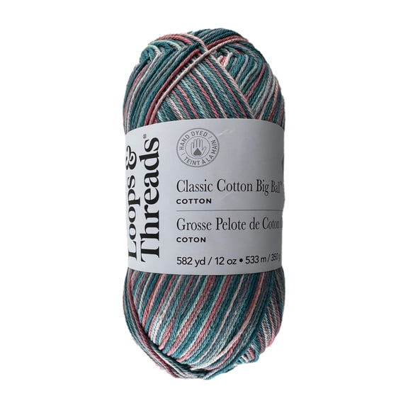 Classic Cotton Big Ball Ombre Yarn by Loops & Threads Medium 100% Cotton - Large 12 oz Skein for Knitting - Crochet & Crafts - Vintage Floral Ombre