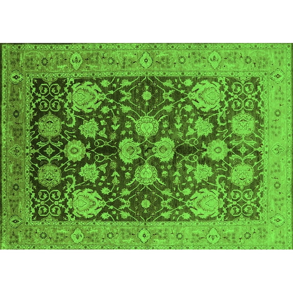 Ahgly Company Indoor Rectangle Oriental Green Traditional Area Rugs, 7' x 9'