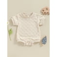 thumbnail image 3 of Musuos Newborn Baby Summer Romper 3M 6M 12M 18M Cute Short Sleeve Crew Neck Checkerboard Bodysuit Summer Playsuit for Boys Girls, 3 of 9