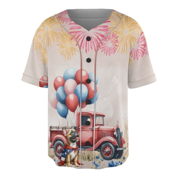 Vintage Patriotic French Bulldog 4th of July Independence Memorial Day All Over Print 3D Baseball Shirt Dog Lover Gifts Softball Sport - 01006