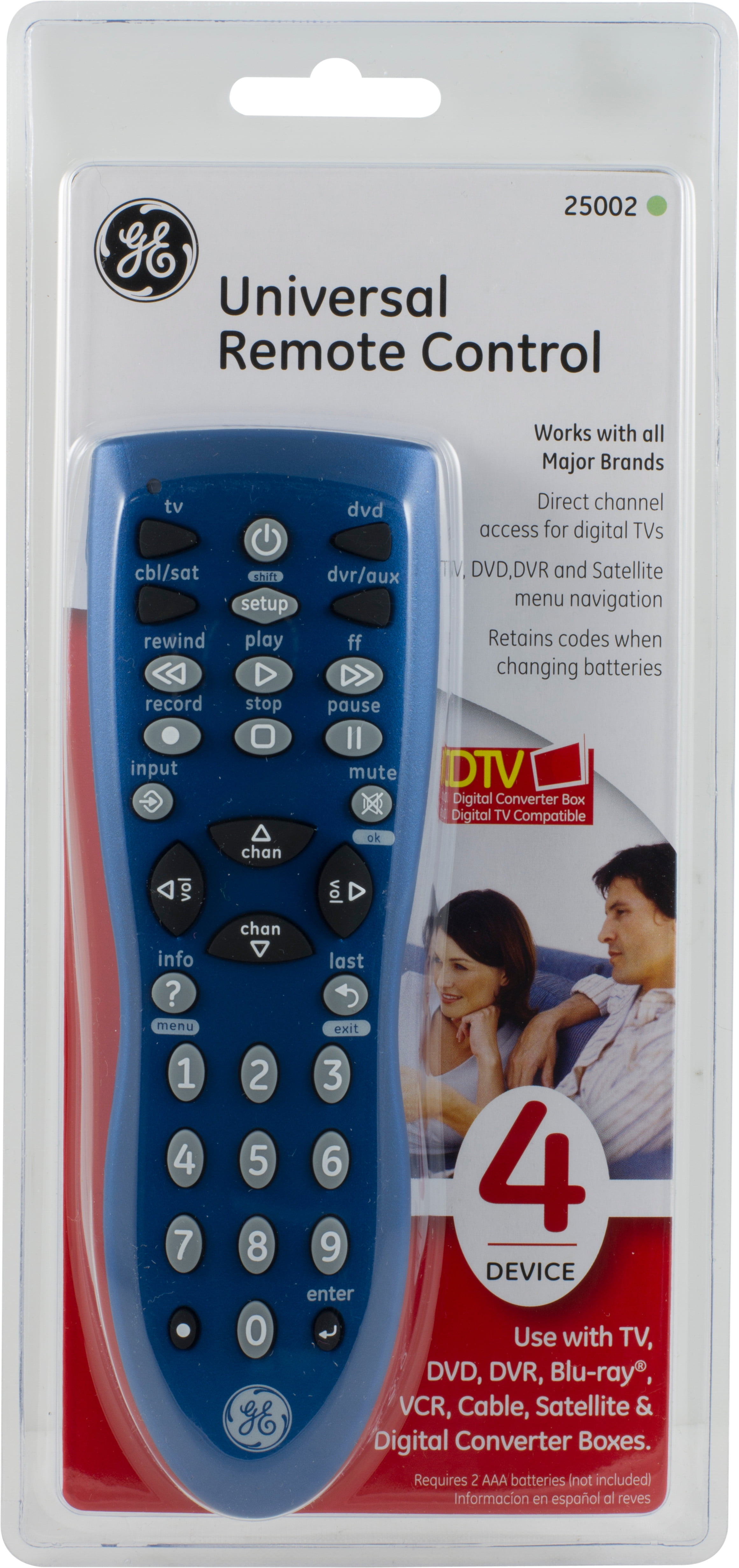 General Electric Universal Remote Control, 4 Device Blue