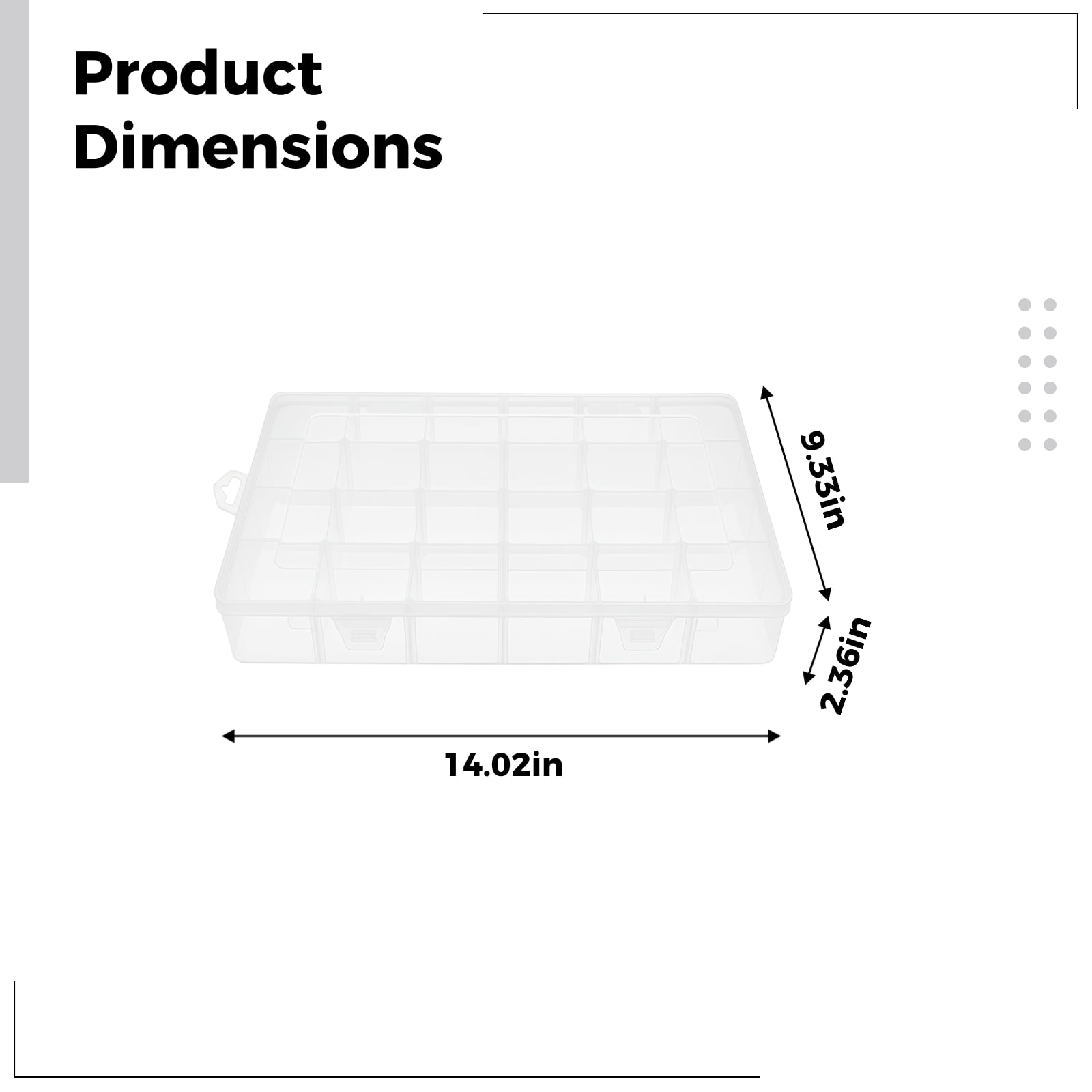 Compartment Organizer Box, Plastic Tackle Box Organizer Clear, 24 Grids Plastic Organizer Box, Adjustable Dividers, Ideal for Crafts Hobbies