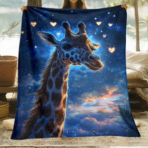 Adventure-Proof, Cozy Giraffe Print Flannel Throw Blanket - Lightweight, Soft & Warm for Couch, Bed, Travel, Camping | Available in 3 Sizes