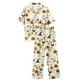 thumbnail image 7 of HOWPAY Halloween Pajamas Women Set Ghost Pumpkin Print Short Sleeve Button down Shirts and Pants Comfort Lounge Set 2 Piece Classic Soft Loungewear Pjs Set Light Yellow M, 7 of 7
