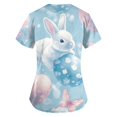 thumbnail image 3 of Easter Day Scrub Tops Women V Neck Plus Size Funny Cute Rabbit and Egg Print Short Sleeve Working Uniform Stretch Nursing Medical Scrubs T Shirts with Pockets, 3 of 3