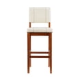 thumbnail image 2 of Linon Milano 30.5" Faux Leather & Wood Bar Stool in Cream/Walnut, 2 of 14