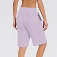 thumbnail image 3 of Women's  Shorts 2025 Drawstring Waist Long Yoga Shorts Casual Loose Running Shorts with Pockets light purple XX-Large, 3 of 5