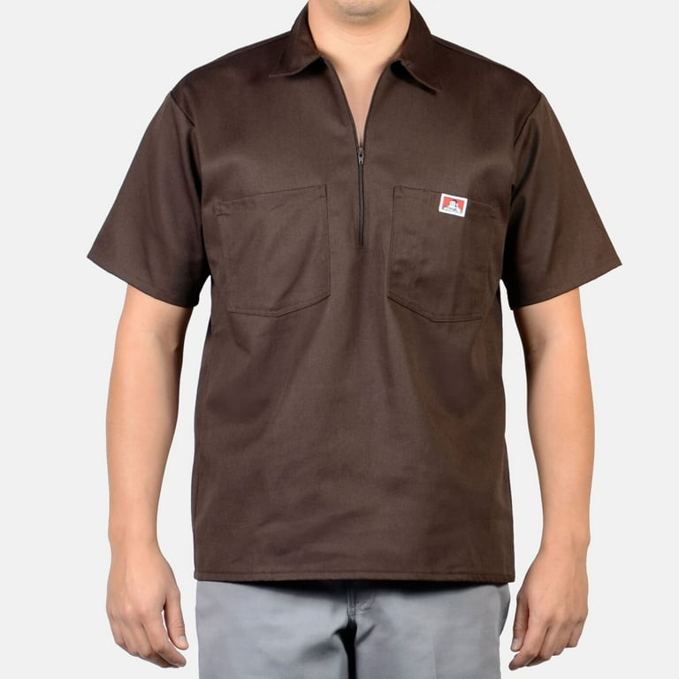 Ben Davis Men's Half-Zip Short Sleeve Cotton Blend Work