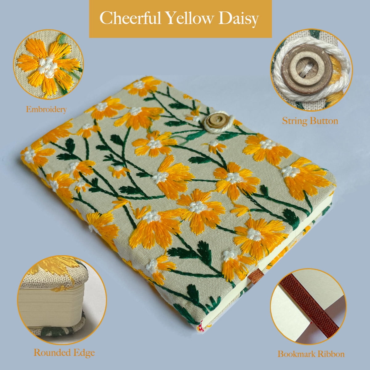 ipoul Daisy Gift, Flower Journal, Beautiful Journals for Women, Notebook 8"x6", Hardcover, Lay Flat, A5 Sketchbook, Yellow Daisy
