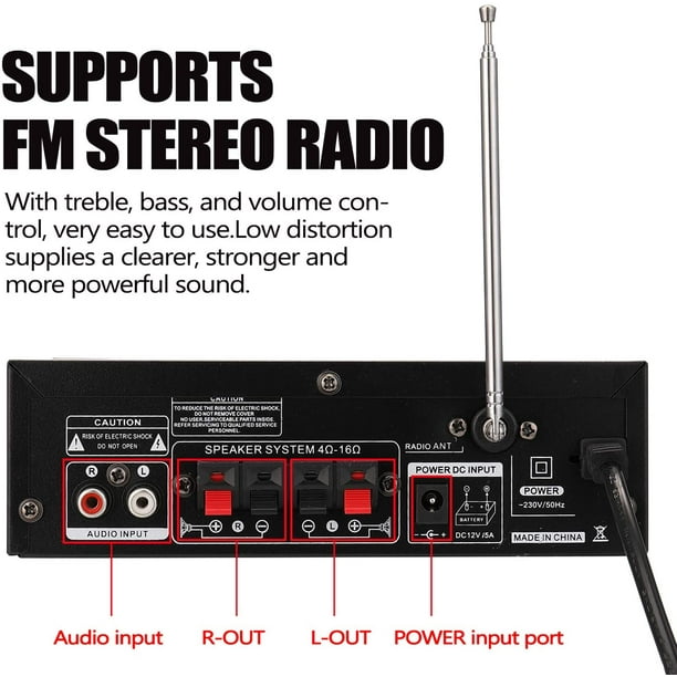 Mini-ampli Stéréo Avec Amplificateur Radio MP3 20W 12V Pour Système