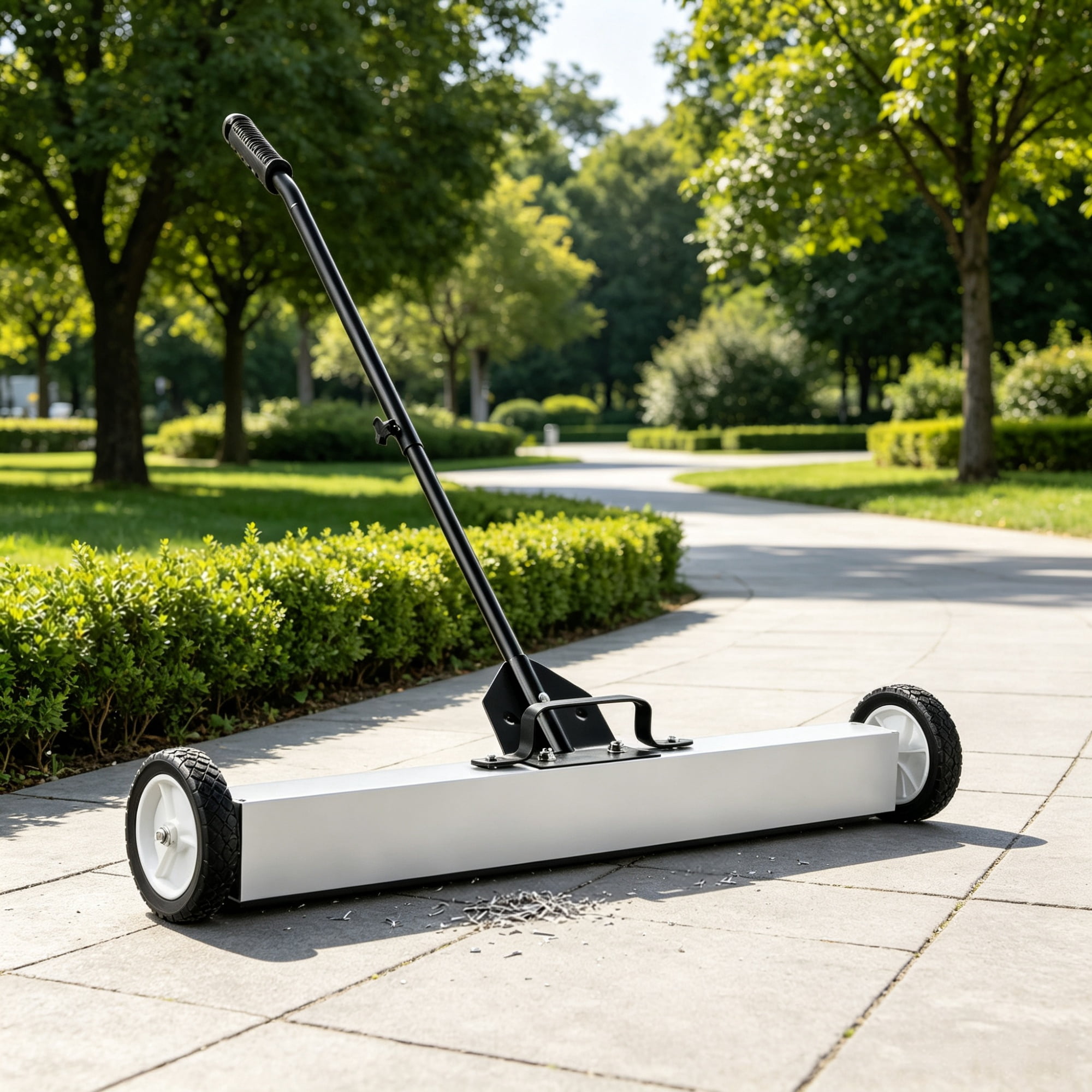 36" Magnetic Sweeper with Wheels, 55 lbs Telescoping Pickup Tool for Nails & Screws in Garage & Yard