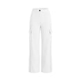 thumbnail image 4 of Luvrsol Women Cargo Wide Leg Pants Elastic Drawstring Waist Casual Straight Long Trousers with Multi Pockets S-2XL, 4 of 6