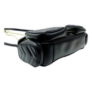 Gucci GG Marmont Dual Compartment Black Matelassé Leather Shoulder Bag Gold GG Logo Chain Strap Designer Handbag