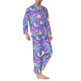 thumbnail image 2 of KLL Disco Roller Skates Sleepwear Mens Flannel Pajamas,Long Cotton Pj Set, 2 of 7