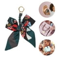 thumbnail image 3 of Unique Bargains 1 Pc Trendy Long Scarf Ribbon Bow Handbag Charm Decorative Keychain Dark Green, 3 of 5