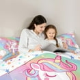 thumbnail image 4 of Feelyou Girls Cute Unicorn Twin Bedding Sets 7pcs, Kawaii Rainbow Galaxy Bedding Comforter Set, Cartoon Clouds Stars Sheet Sets, Blue Room Decor, 4 of 8
