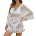 thumbnail image 5 of Taqqpue Womens Swimsuits Coverup Bathing Suits Cover Ups Long Sleeve V Neck Crochet Sheer Embroidery Sexy Swim Suits Swimwear Bikini Beach Dresses, 5 of 9