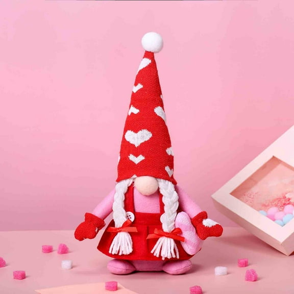 Plush Valentine gnome under $5! Yrmaups Valentine's Day Gnome Doll with Plush Heart, Soft Fabric Dwarf Decoration for Home and Office, Weighted Base for Stability, Festive Gnome for Mantle and Shelf