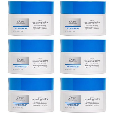 Pack of (6) Dove Dermaseries Fragrance-Free Skin Balm for Dry Cracked Skin, 4.8 Ounce