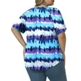 thumbnail image 3 of Plus Size Tops for Women Dressy Short Sleeve Tshirts Summer V Neck Fashion Casual Tie Dye Blouses 2X YH004, 3 of 6