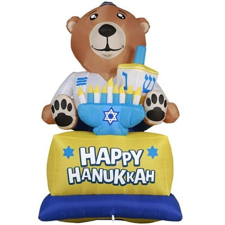 8 x 4.25 x 4.5 ft. Giant Hanukkah Inflatable Bear Yard Decor with Built-in Bulbs, Tie-Down Points & Powerful External Fan