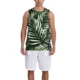 thumbnail image 4 of Gaeub Tropical Palm Leaves1 Men's Mesh Basketball Jersey, Quick-Drying Sleeveless Top S-4XL, Loose Muscle Tank Top -X-Large, 4 of 9