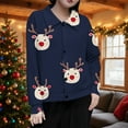 thumbnail image 5 of Fartey Christmas Sweater for Women Cute Funny Xmas Open Front Button Down Sweater Cardigans Fall Winter Long Sleeves Knitted Coat Navy M, 5 of 7