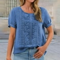 thumbnail image 5 of Oversized Tshirts for Women, Fashion Casual Solid Color Pleated Cotton and Linen Tops Shirts, Blue XXL, 5 of 8