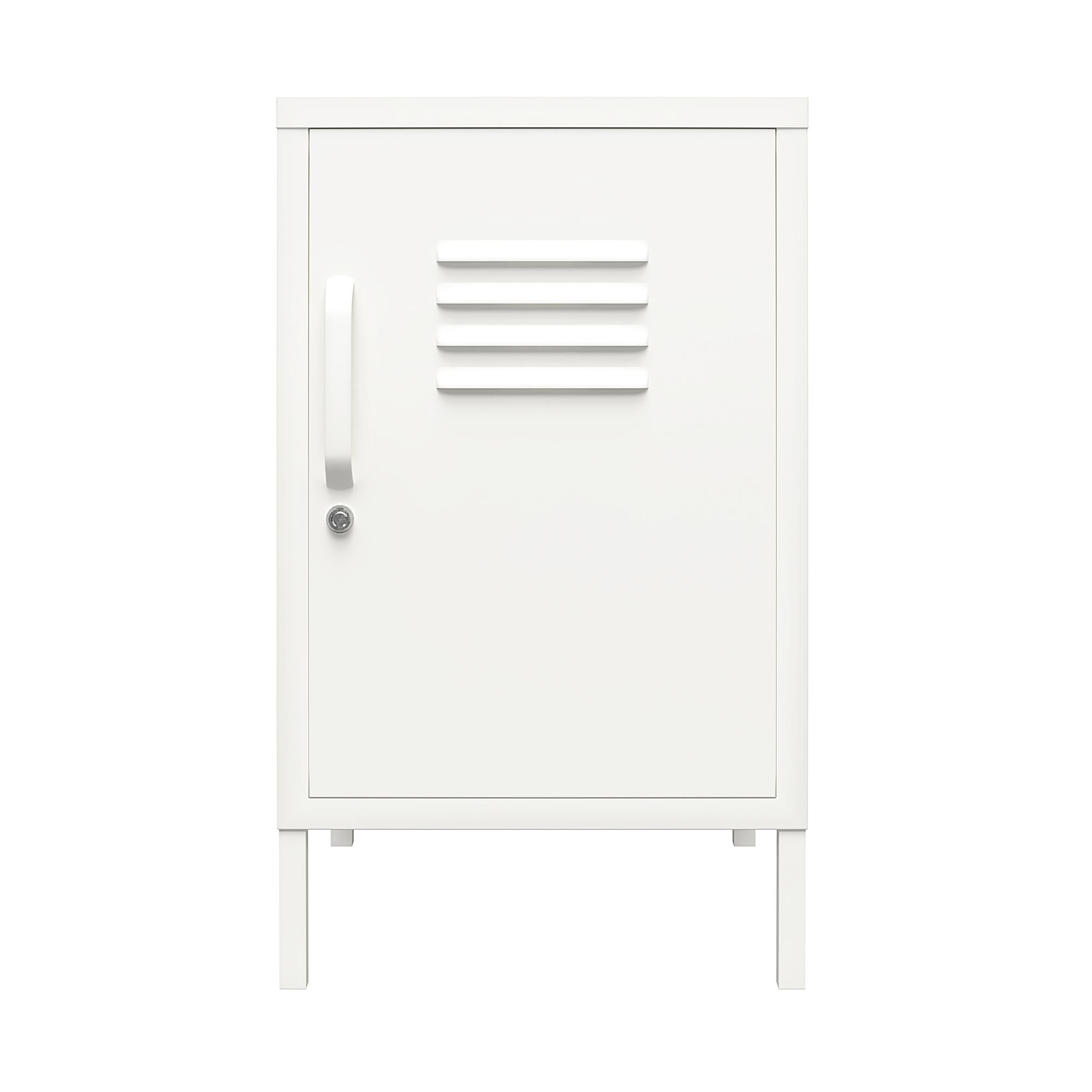 Small Space Saver Locker Details about   Metal Storage Cabinet Side Table with Shelves White 