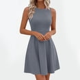 thumbnail image 2 of jtjvou Women's Work Dress Round Neck Solid Color Sleeveless A-Line Casual Office Dresses Gray S, 2 of 9